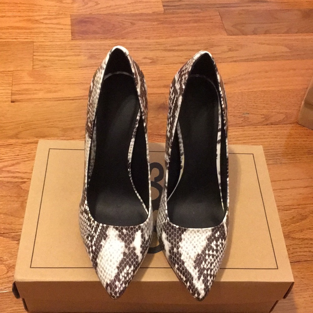 Black and white high heels
